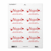 Bénédiction de vacances Rouge Blanc | ÉTIQUETTE DE (Feuille entière)