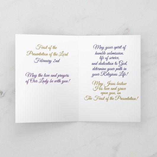 Bénédictions à la fête de la présentation, carte (Intérieur)