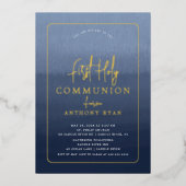 Bénédictions bleues Première communion Invitation (Recto)