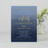 Bénédictions bleues Première communion Invitation (Debout devant)