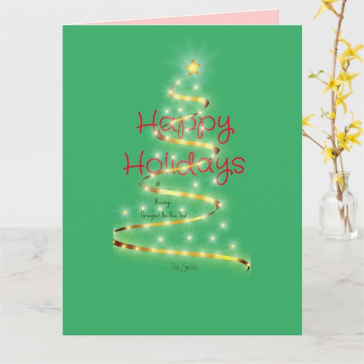 Bénédictions Cartes de vœux pliées Joyeuses Fêtes (Fleur jaune)