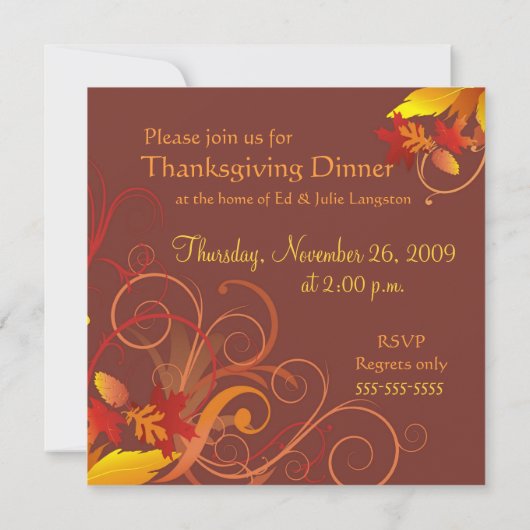 Bénédictions de thanksgiving - invitation de dîner (Dos)