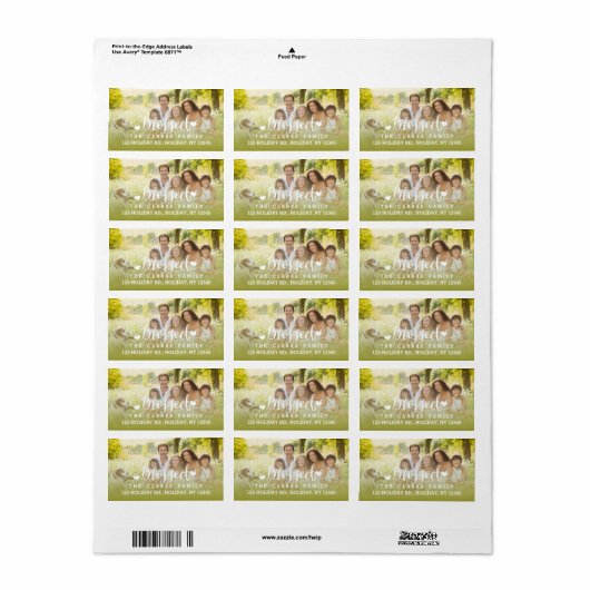 Bénédictions de vacances | Étiquette de adresse ph (Feuille entière)