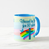 BÉNÉFICIÉ PAR DIEU 80E ANNIVERSAIRE MUG (Devant droit)
