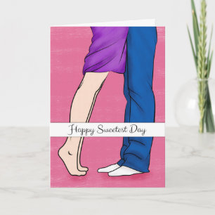 Benen van een paar omarmen voor de liefste dag bedankkaart