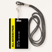 Bénévole Tous Accès Pass Événement Black ID Badge (Derrière avec lanière)