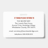 Bénévoles Badge Nom, Titre de poste & Logo Photo (Arrière)