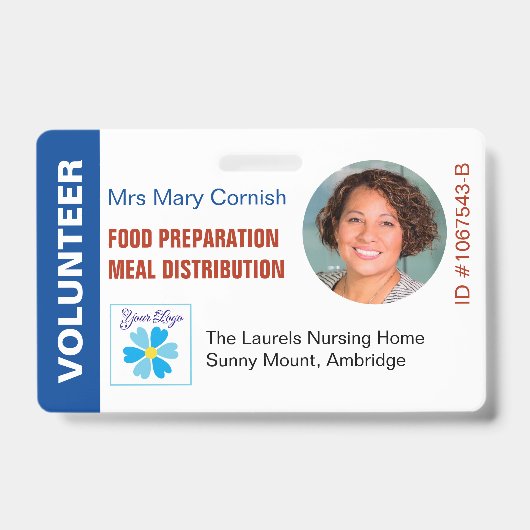 Bénévoles Badge Nom, Titre de poste & Logo Photo (Avant)