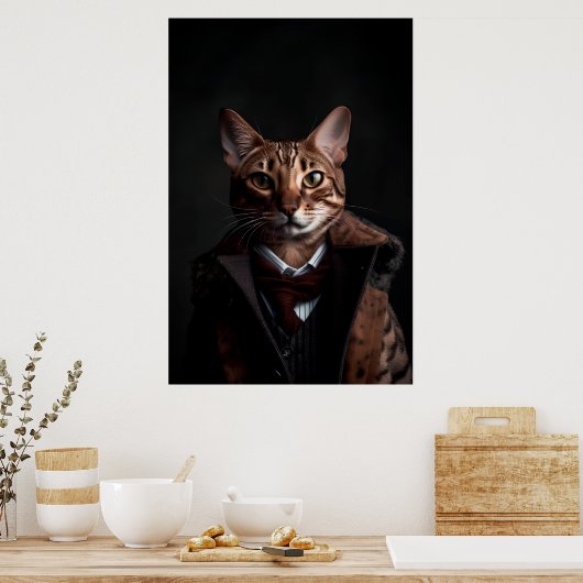 Bengaal Cat in een Suit | Mijn mobiliteitscatum | Poster (Keuken)