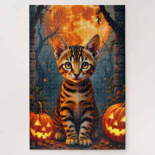 Bengaal Kat Geheime Tempel Halloween Portret Kunst Legpuzzel