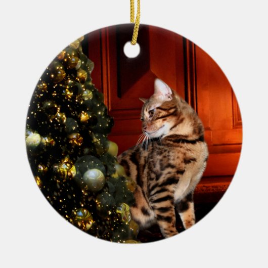 Bengaal Kat Kerstmis Keramisch Ornament (Voorkant)