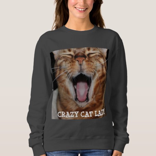 Bengaal Kat Womens Sweatshirt "CRAZY CAT LADY" (Voorkant)