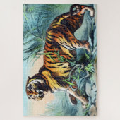 Bengaal Tiger in het lange gras met de blauwe luch Legpuzzel (Verticaal)
