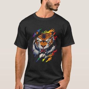 Bengaal Tiger LGBT Gay Pride Tiger Scratch Tear T-shirt