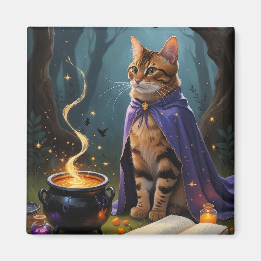 Bengaalse kat grillig Halloween schilderij Magneet (Voorkant)