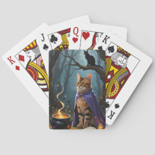 Bengaalse kat grillig Halloween schilderij Pokerkaarten