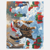 Bengaalse kat Kerstmis feestelijke sneeuw scene Fleece Deken (Voorkant)