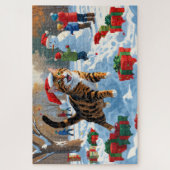 Bengaalse kat Kerstmis Winter Wonderland Legpuzzel (Verticaal)
