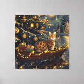 Bengaalse kat kerstvakantie reis canvas afdruk (Voorkant)