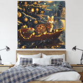Bengaalse kat kerstvakantie reis canvas afdruk (Insitu (Slaapkamer))
