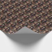 Bengaalse kat met kerstcadeaus open haard cadeaupapier (Hoek)