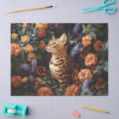 Bengaalse kat Mooie bloemen Decoupage Tissuepapier (Craft)