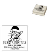 Bengaalse kat terug adres kerst 	rubberstempel (Gestempeld)