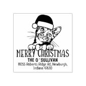 Bengaalse kat terug adres kerst 	rubberstempel (Afrduk)