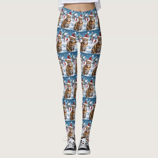 Bengaalse kat Winter Wonderland Christmas Joy Leggings (Voorkant)