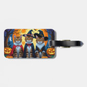 Bengaalse katten pompoen Halloween grappig Bagagelabel (Achterkant horizontaal)