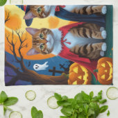 Bengaalse katten pompoen Halloween grappig Theedoek (Gevouwen)