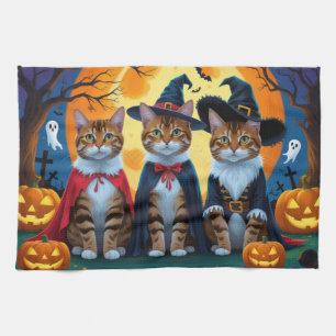 Bengaalse katten pompoen Halloween grappig Theedoek