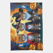 Bengaalse katten pompoen Halloween grappig Theedoek (Verticaal)