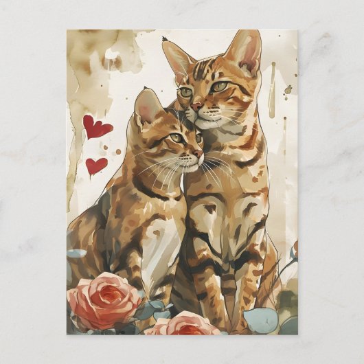 Bengaalse katten Valentijnsdag Briefkaart (Voorkant)