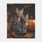 Bengaalse Kitten Herfst Delight Pompoen Fleece Deken (Voorkant)