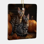 Bengaalse Kitten Herfst Delight Pompoen Keramisch Ornament (Rechts)