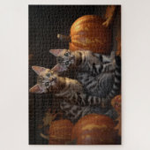 Bengaalse Kitten Herfst Delight Pompoen Legpuzzel (Verticaal)