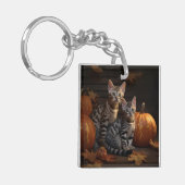 Bengaalse Kitten Herfst Delight Pompoen Sleutelhanger (Voorkant Links)
