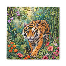 Bengaalse Tijger Levendig Bamboe Jungle