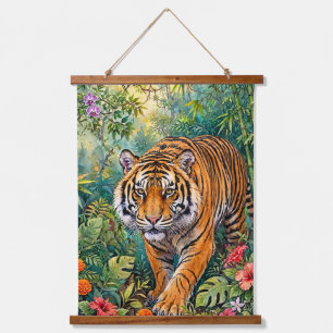 Bengaalse Tijger Levendige Bamboe Jungle Hangend Wandkleed