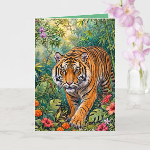 Bengaalse Tijger Levendige Bamboe Jungle Kaart