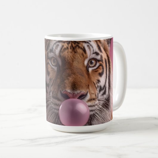 Bengaalse Tijger Portret Blaast Roze Kauwgom Koffiemok (Voorkant rechts)