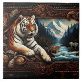 Bengaalse tijger rust in de buurt van Mountain Str Tegeltje (Voorkant)