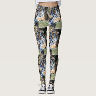 Bengaalse Tijger Rustend op Bossteen Patroon Leggings