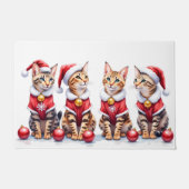 Bengal Cat Christmas Dress Santa Hat Deurmat (Voorkant)