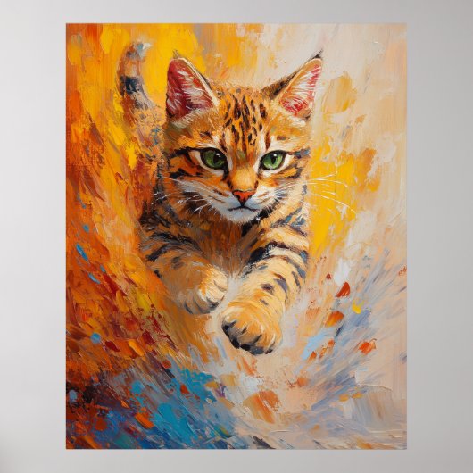 Bengal Cat, Feline Flight in a Forest of Fire Poster (Voorkant)