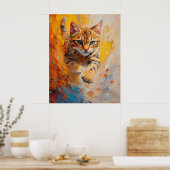Bengal Cat, Feline Flight in a Forest of Fire Poster (Keuken)