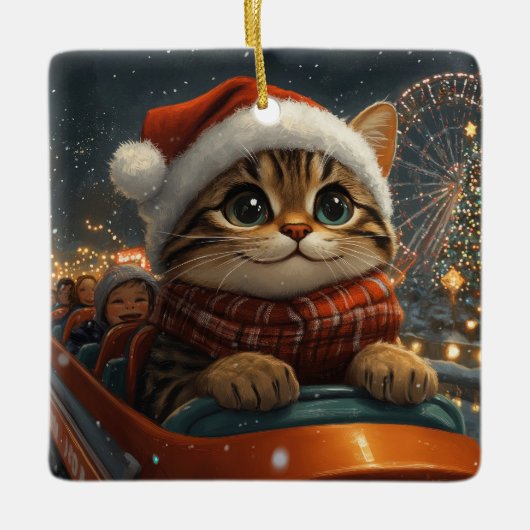 Bengal Cat Roller Onderzetter Kerst Keramisch Ornament (Voorkant)
