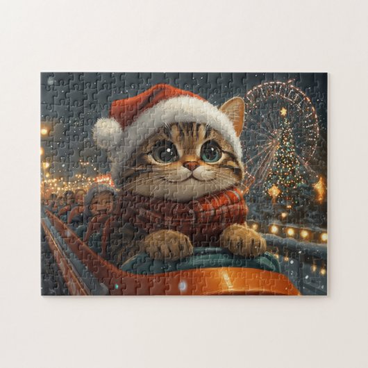 Bengal Cat Roller Onderzetter Kerst Legpuzzel (Horizontaal)