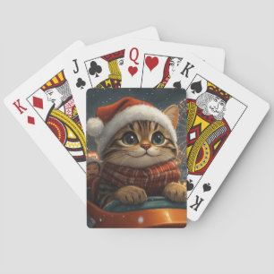 Bengal Cat Roller Onderzetter Kerst Pokerkaarten